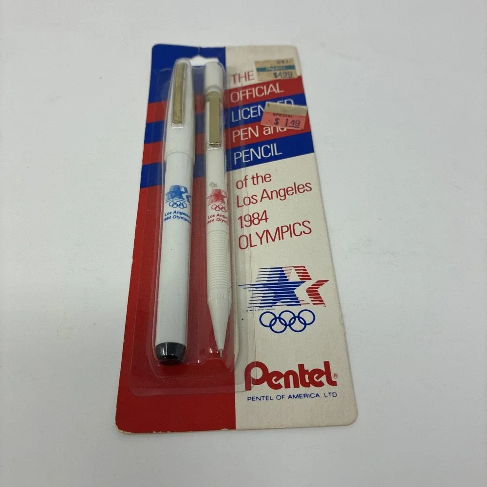 NOS 1984 Pentel Official Licensed Pen & Pencil Set Los Angeles Olympics SEALED
